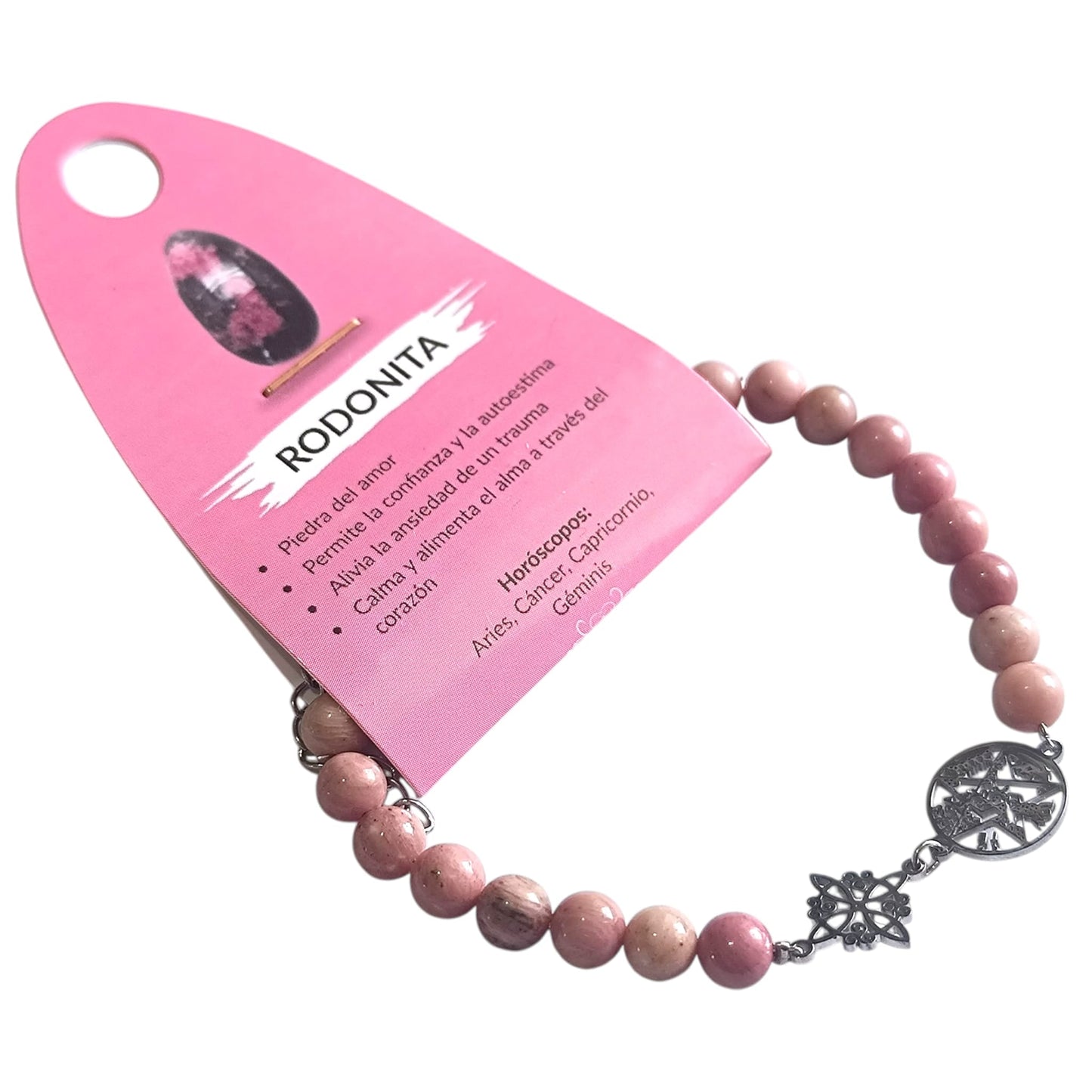 Pulsera Acero Doble Protección Tetragramaton Nudo De Bruja Y Piedra Turmalina Facetada O Cianita Azul PULSERA ACERO