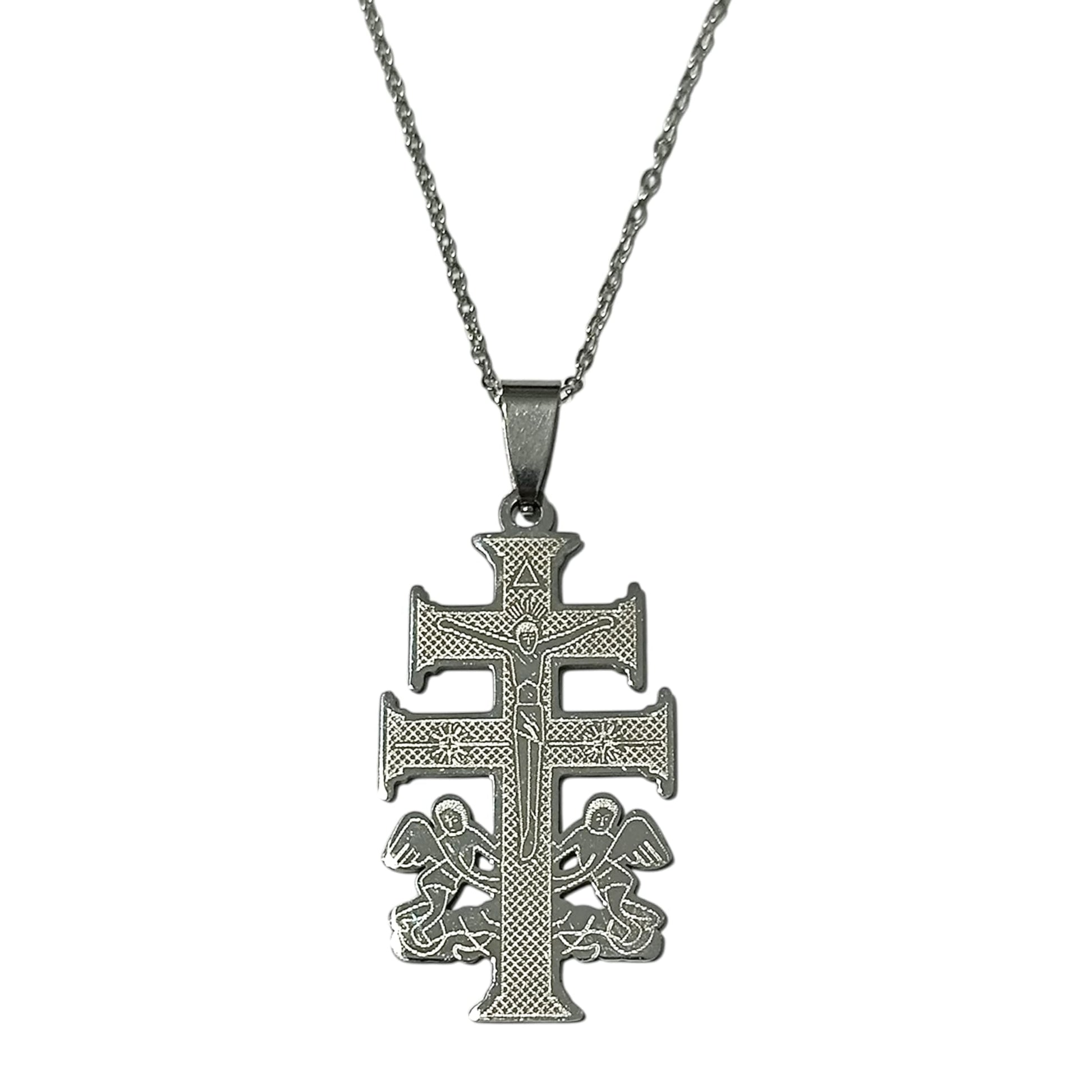 Collar Cruz Caravaca En Acero Inoxidable Con Cadena 40 Cms TODOMINERAL