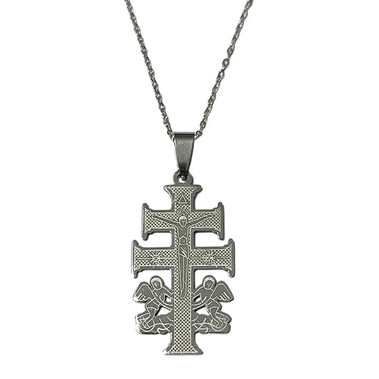 Collar Cruz Caravaca En Acero Inoxidable Con Cadena 40 Cms TODOMINERAL