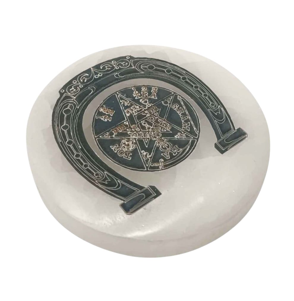 Plato Selenita 10 Cms Para Limpieza Minerales Diferentes Grabados (ELIGE EL TUYO) TODOMINERAL