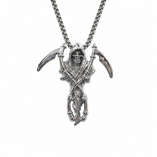 Collar de Acero Imagen Santa Muerte INCLUYE CADENA 50 CMS COLGANTE ACERO