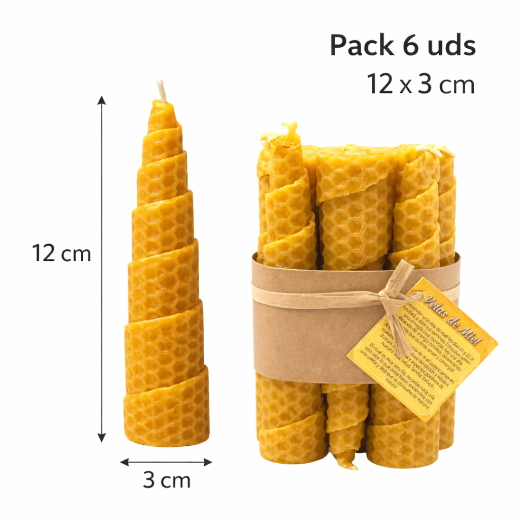 Vela de Miel Natural 🕯️ | Elige Tamaño | Unidad o Pack de 6 | Aroma Suave y Decoración Hogar VELAS DE MIEL
