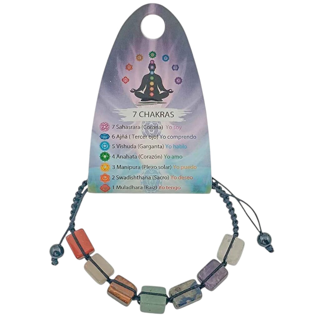 Pulsera Combinada Piedra Natural  Cubos 7 Chakra PULSERAS MINERALES