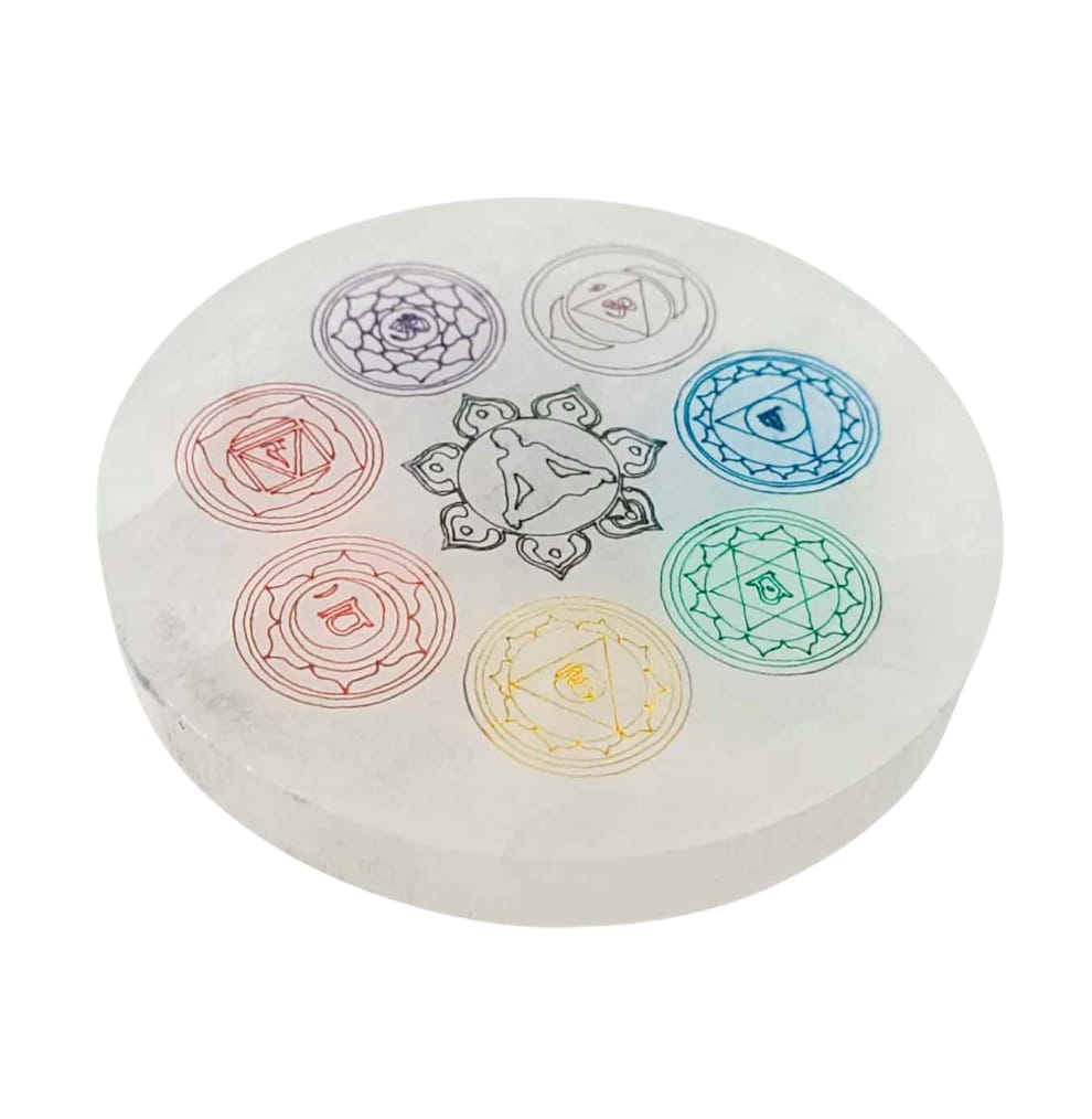Plato Selenita 10 Cms Para Limpieza Minerales Diferentes Grabados (ELIGE EL TUYO) TODOMINERAL