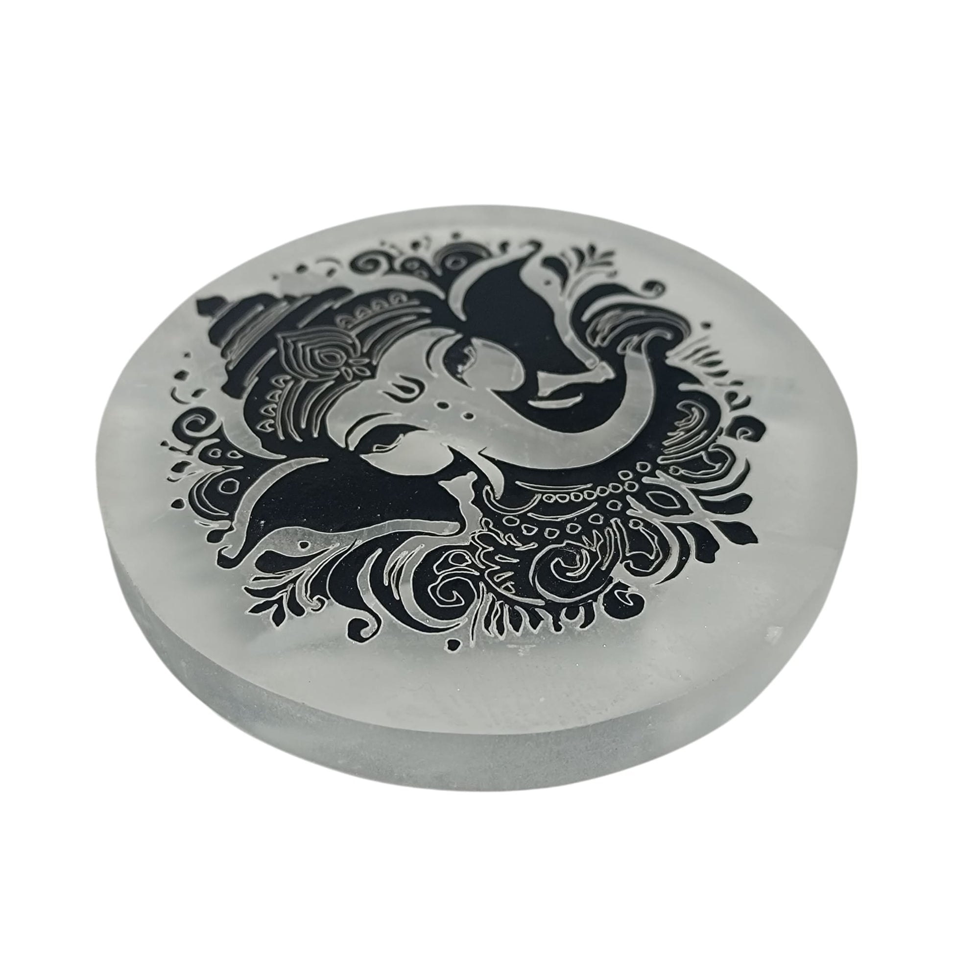 Plato Selenita 10 Cms Para Limpieza Minerales Diferentes Grabados (ELIGE EL TUYO) TODOMINERAL