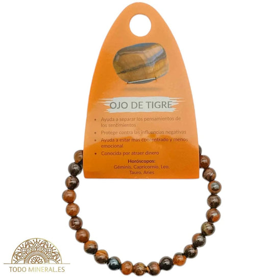 Pulsera Piedra Natural Ojo De Tigre (PROTECCION)ELIGE EL TAMAÑO DE BOLA PULSERAS MINERALES