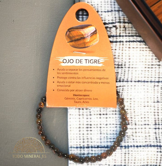 Pulsera Piedra Natural Ojo De Tigre (PROTECCION)ELIGE EL TAMAÑO DE BOLA PULSERAS MINERALES
