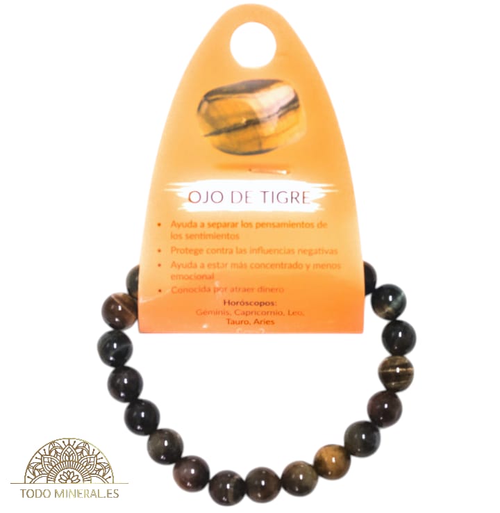 Pulsera Piedra Natural Ojo De Tigre (PROTECCION)ELIGE EL TAMAÑO DE BOLA PULSERAS MINERALES