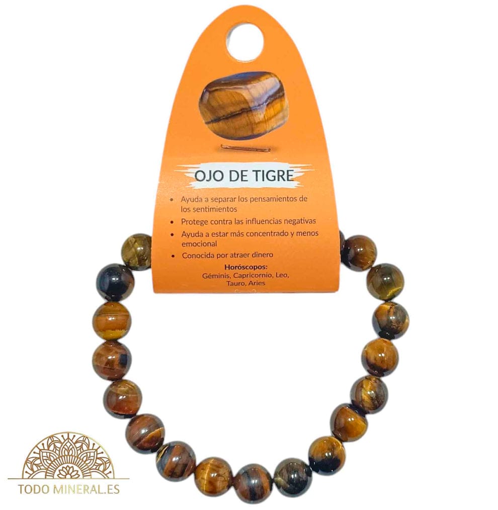 Pulsera Piedra Natural Ojo De Tigre (PROTECCION)ELIGE EL TAMAÑO DE BOLA PULSERAS MINERALES