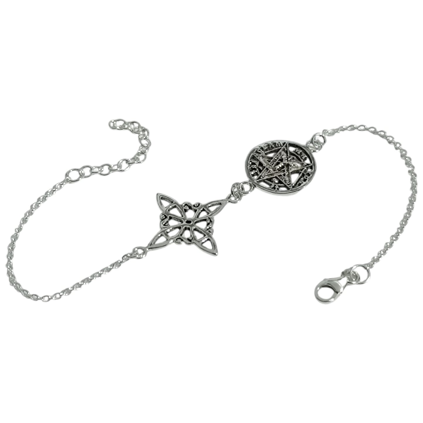 Pulsera Plata 925 Nudo De Brujas Tetragramaton 18 Cms TODOMINERAL