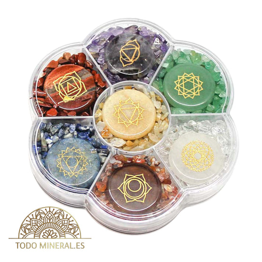 Kit 7 Chakras Discos Con Piedras Chips - TODOMINERAL