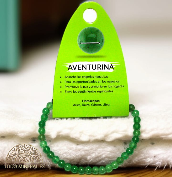 Pulsera Piedra Natural Aventurina  4 mm PULSERAS MINERALES