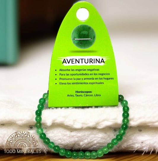 Pulsera Piedra Natural Aventurina  4 mm PULSERAS MINERALES
