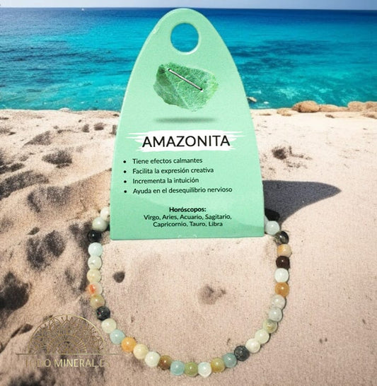 Pulsera Piedra Natural Amazonita 4 mm PULSERAS MINERALES