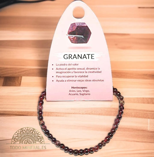Pulsera Piedra Natural Granate 4 mm PULSERAS MINERALES