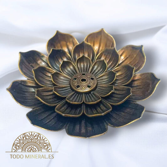 Porta Incienso Flor De Lotto En Metal 8 Cms Aprox TODOMINERAL