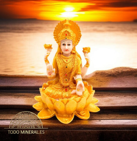 Figura Laxmi En Resina 15 Cms Aprox Color Dorado TODOMINERAL