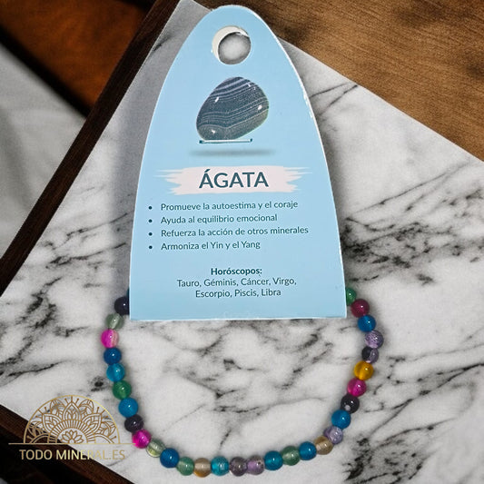 Pulsera Piedra Natural Agata Multi 4 mm PULSERAS MINERALES