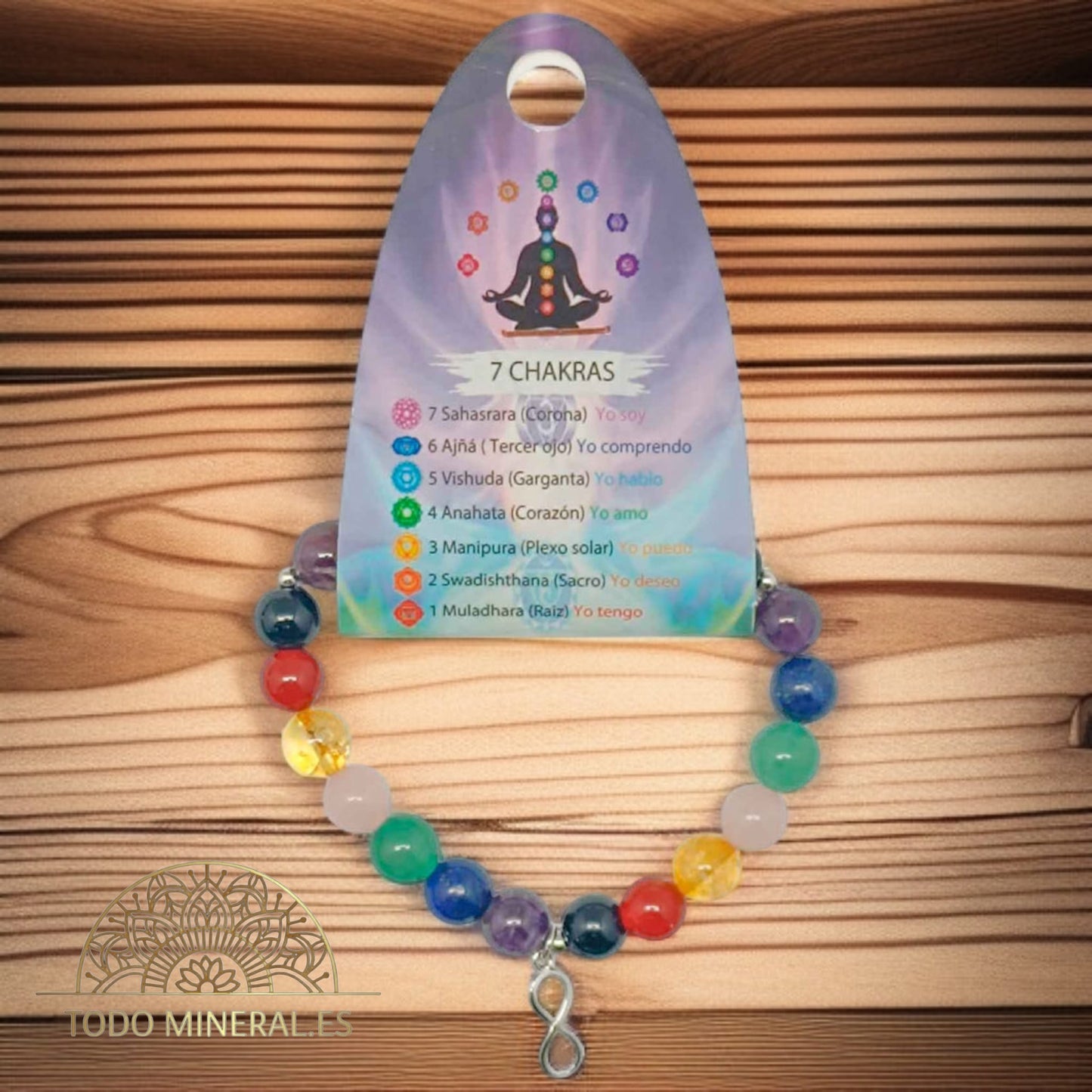 Pulsera 7 Chakras Piedra Natural Y  Plata 925 Infinito TODOMINERAL