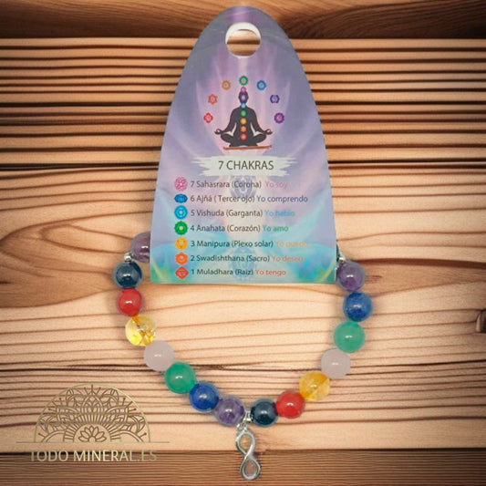 Pulsera 7 Chakras Piedra Natural Y  Plata 925 Infinito TODOMINERAL