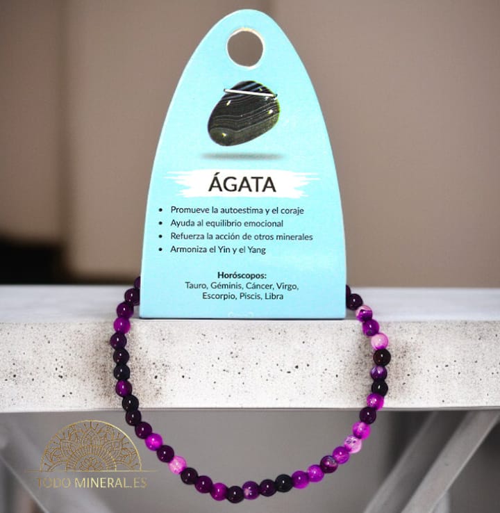 Pulsera Piedra Natural Agata Morada 4 mm PULSERAS MINERALES