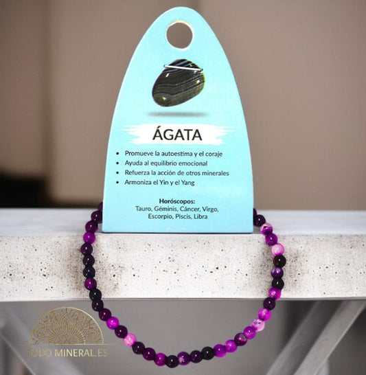 Pulsera Piedra Natural Agata Morada 4 mm PULSERAS MINERALES