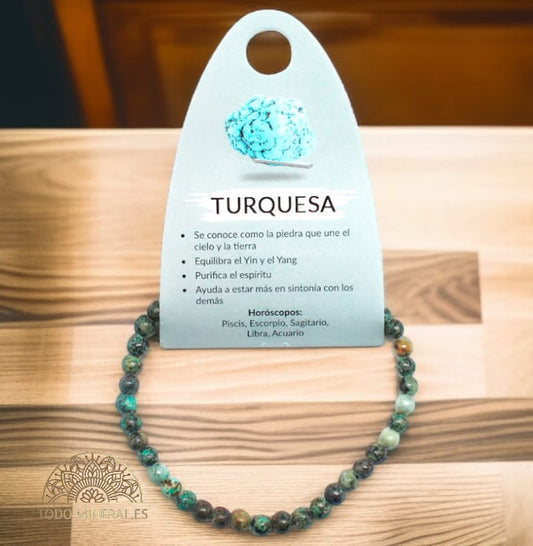 Pulsera Piedra Natural Piedra Turquesa Aafricana 4 MM PULSERAS MINERALES