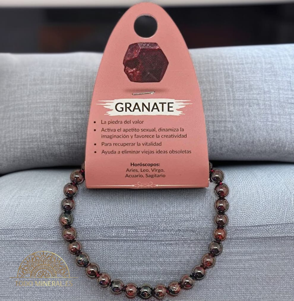 Pulsera Piedra Natural Granate 5 mm PULSERAS MINERALES