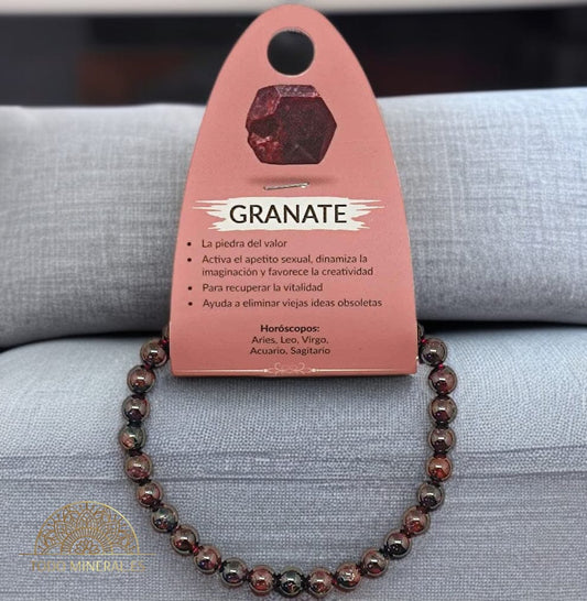Pulsera Piedra Natural Granate 5 mm PULSERAS MINERALES