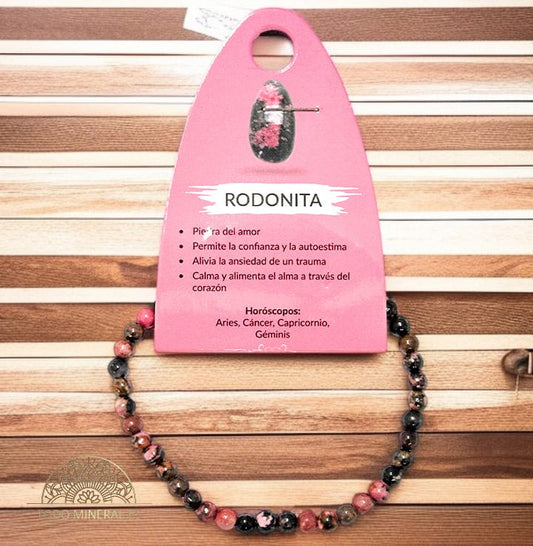 Pulsera Piedra Natural Rodonita 4 mm PULSERAS MINERALES