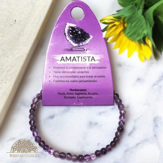 Pulsera Piedra Natural Amatista 4 mm PULSERAS MINERALES