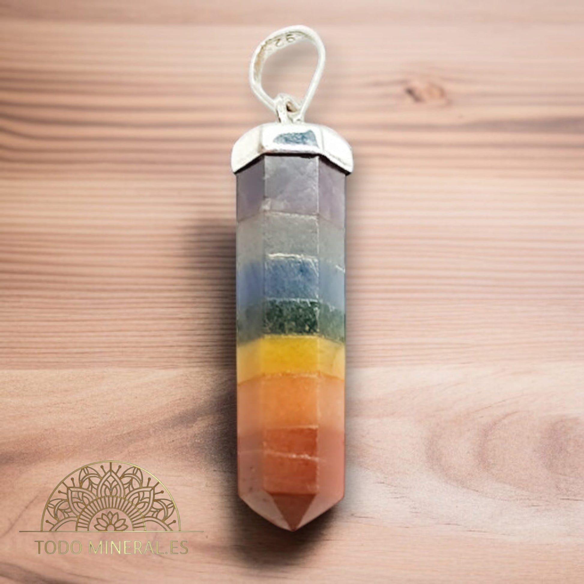 Colgante Punta Piedras 7 Chakras 2 a 3 Cms Plata 925 TODOMINERAL