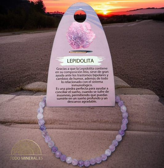 Pulsera Facetada 4 mm Piedra Natural Lepidolita TODOMINERAL