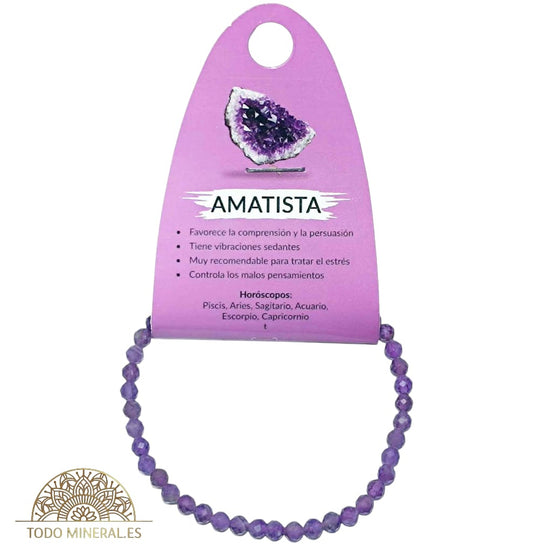 Pulsera Facetada 4 mm Piedra Natural Amatista TODOMINERAL