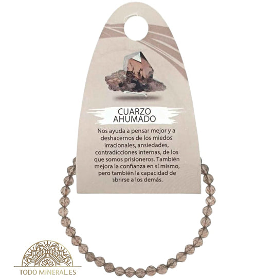Pulsera Facetada 4 mm Piedra Natural Cuarzo Ahumado TODOMINERAL