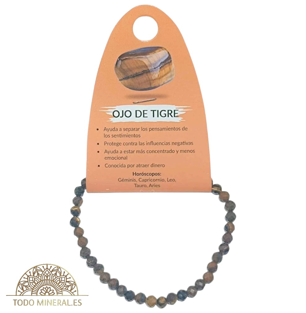 Pulsera Facetada 4 mm Piedra Natural Ojo De Tigre TODOMINERAL