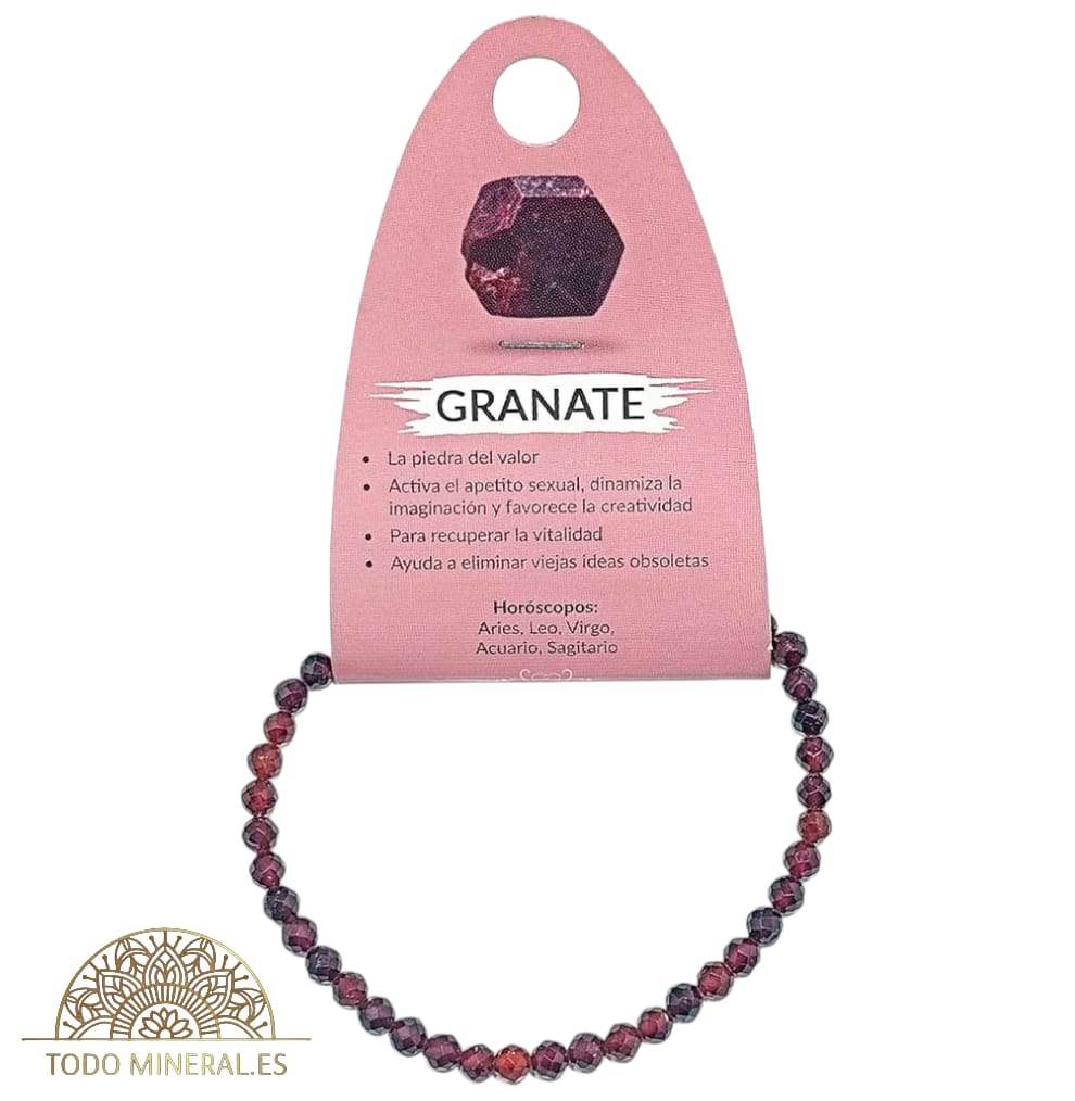 Pulsera Facetada 4 mm Piedra Natural Granate TODOMINERAL