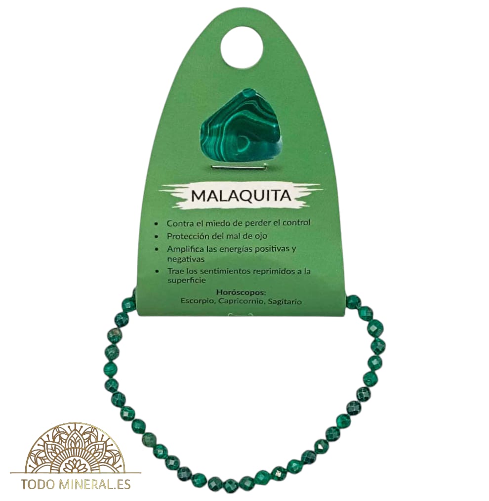 Pulsera Facetada 4 mm Piedra Natural Malaquita TODOMINERAL
