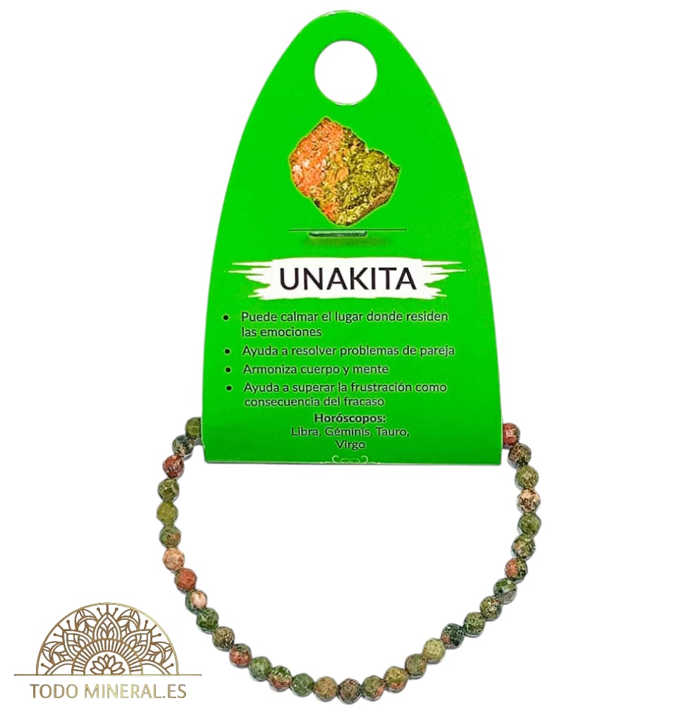 Pulsera Facetada 4 mm Piedra Natural Unakita TODOMINERAL