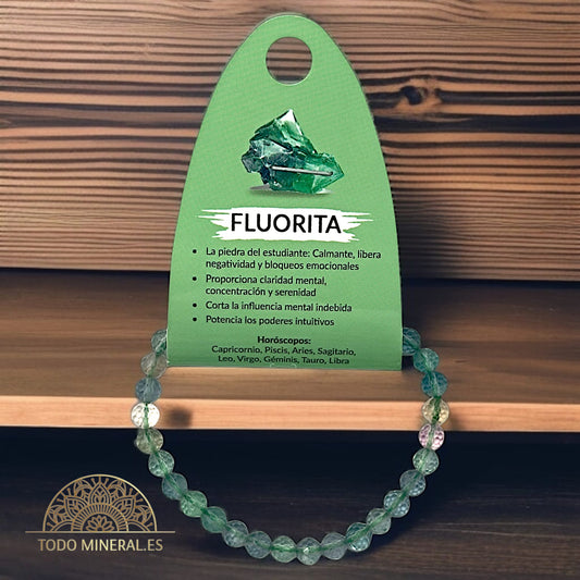 Pulsera Facetada 6 mm Piedra Natural Fluorita TODOMINERAL