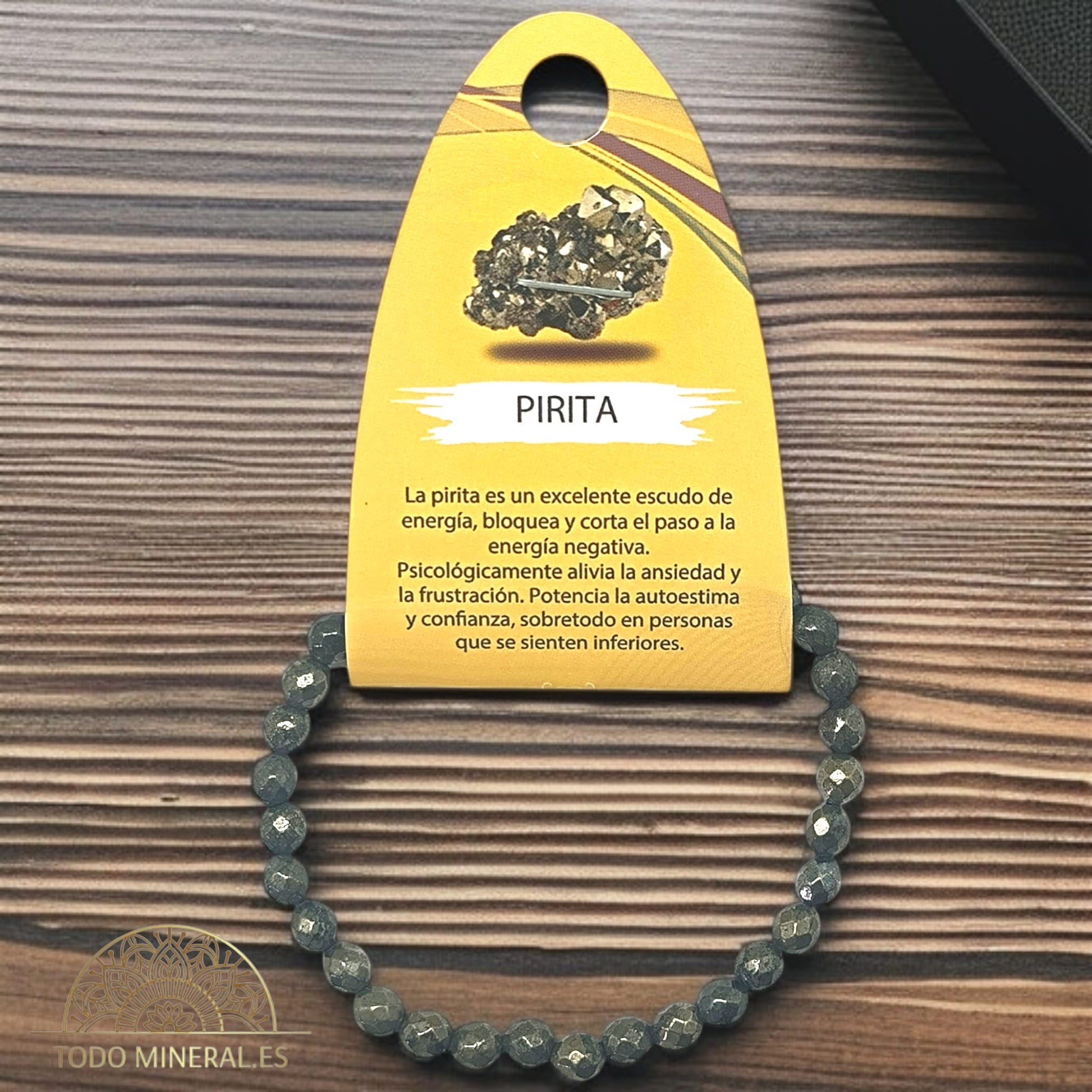 Pulsera Facetada 6 mm Piedra Natural Pirita TODOMINERAL