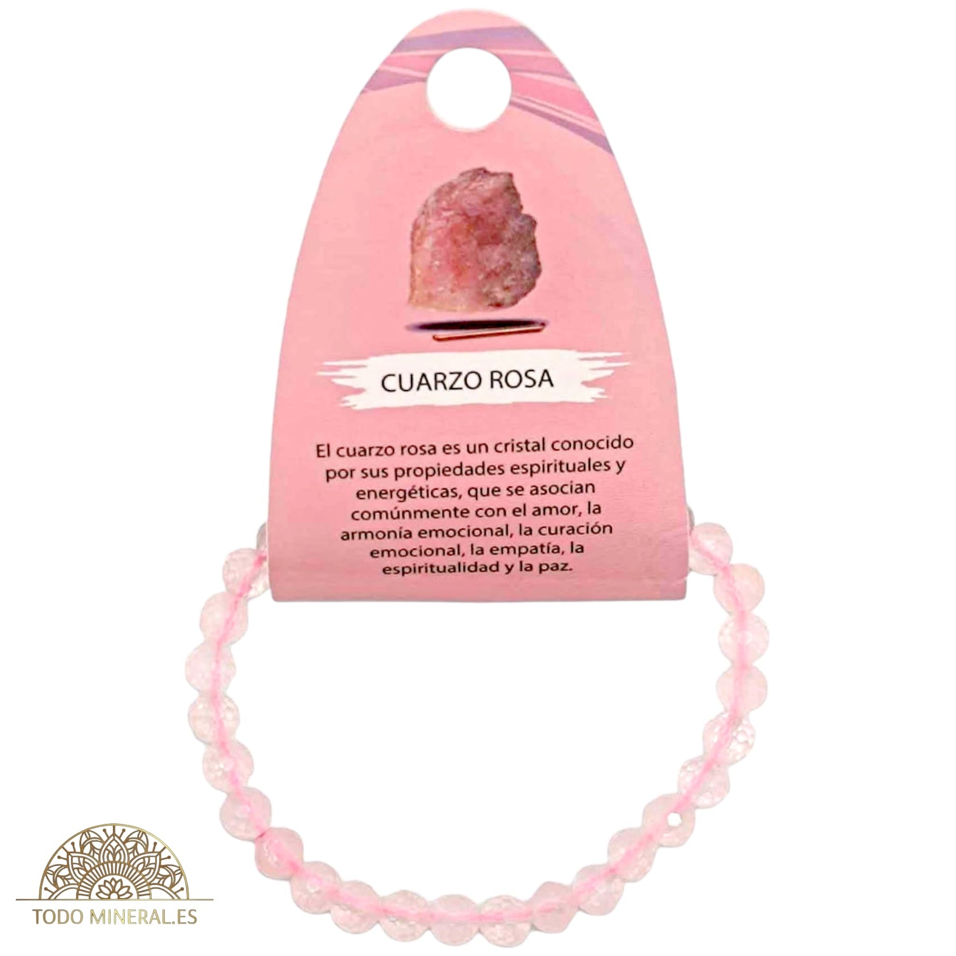 Pulsera Facetada 6 mm Piedra Natural Cuarzo Rosa TODOMINERAL