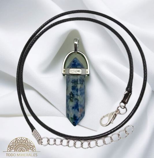 Colgante Metal Con Piedra Sodalita (INCLUYE CORDON 45 CMS EN NEGRO) TODOMINERAL