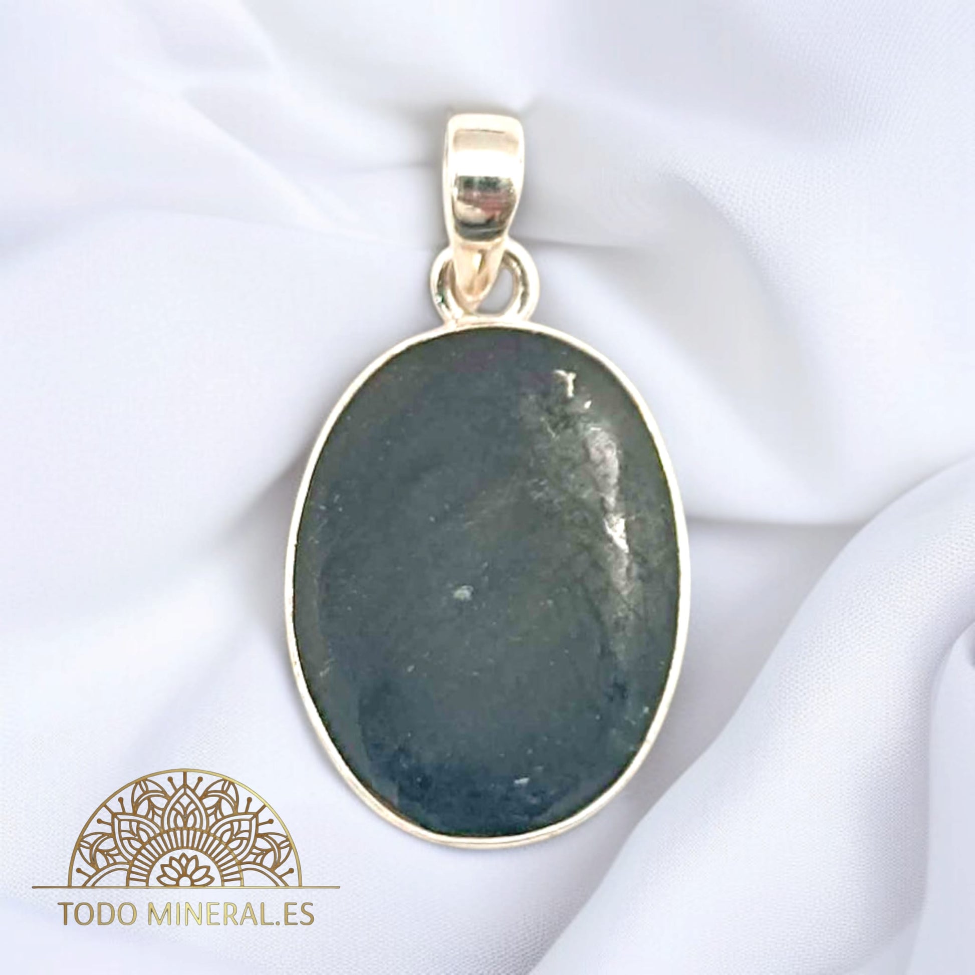 Colgante Plata 925 Con Piedra Shungita Natural 25 mm Aproximadamente TODOMINERAL