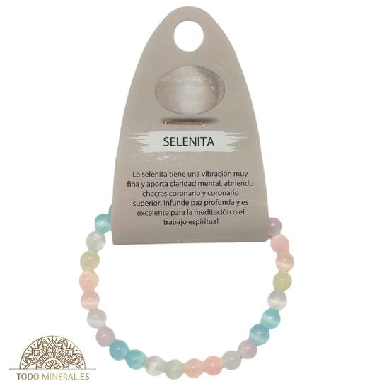 Pulsera Piedra Selenita Color 6 mm PULSERAS MINERALES