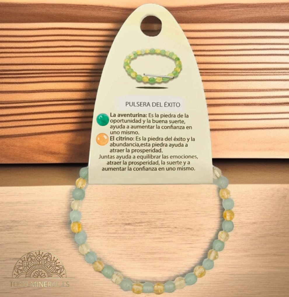 Pulsera Combinada Citrino y Aventurina Para Éxito Piedra De 4 mm PULSERAS MINERALES