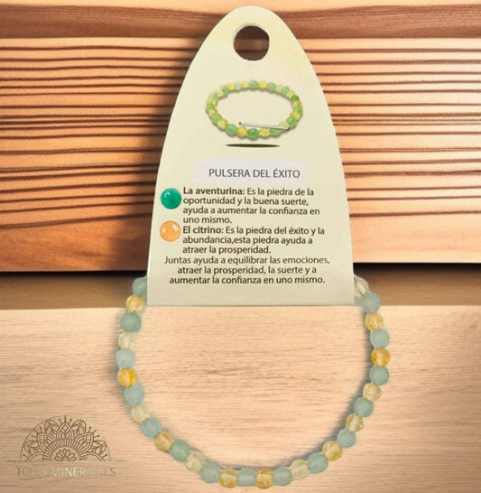 Pulsera Combinada Citrino y Aventurina Para Éxito Piedra De 4 mm PULSERAS MINERALES