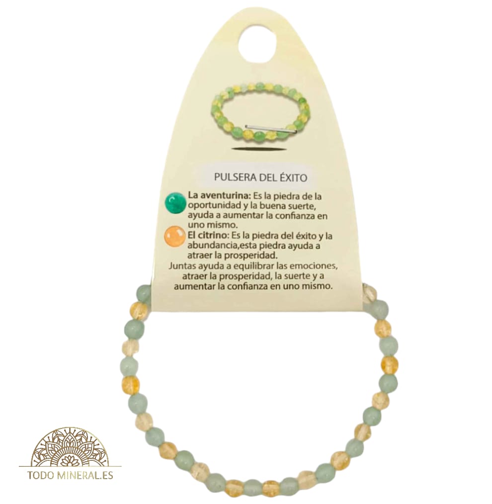 Pulsera Combinada Citrino y Aventurina Para Éxito Piedra De 4 mm PULSERAS MINERALES