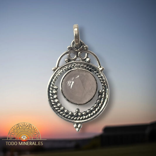 Colgante Plata 925 Con Piedra Cuarzo Rosa mm TODOMINERAL