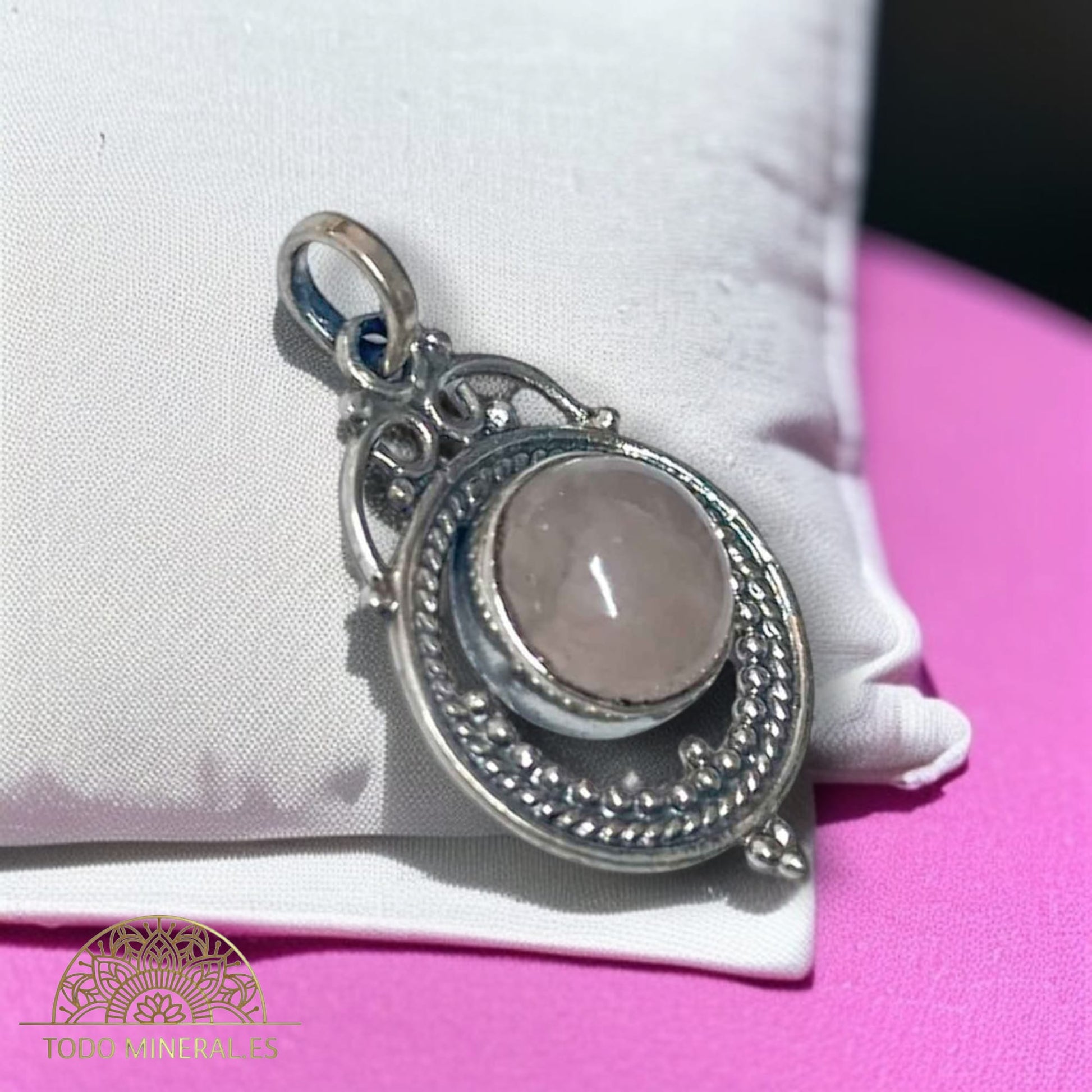 Colgante Plata 925 Con Piedra Cuarzo Rosa mm TODOMINERAL